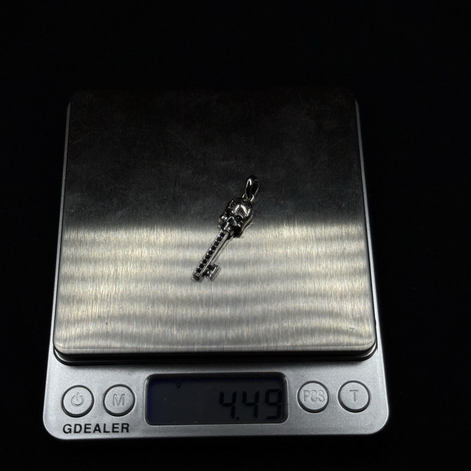 David Yurman Sterling Silver Skull Key Pendant .925 Black Diamonds