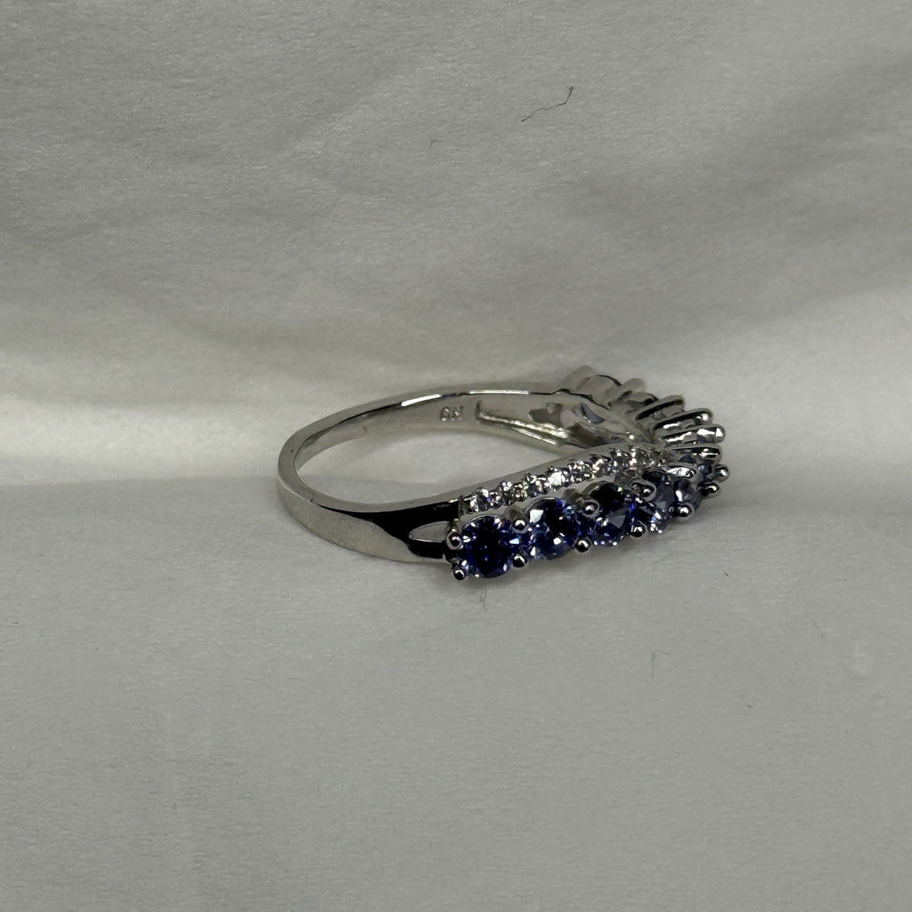 Estate Sterling Silver Ring 925 Size 7.75 Purple CZ Infinity Weave