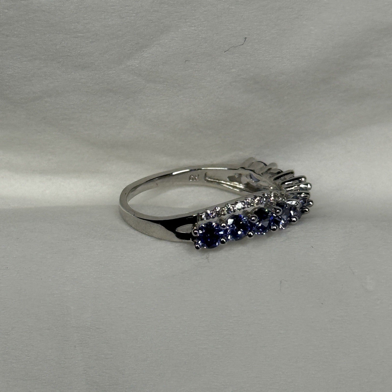 Estate Sterling Silver Ring 925 Size 7.75 Purple CZ Infinity Weave