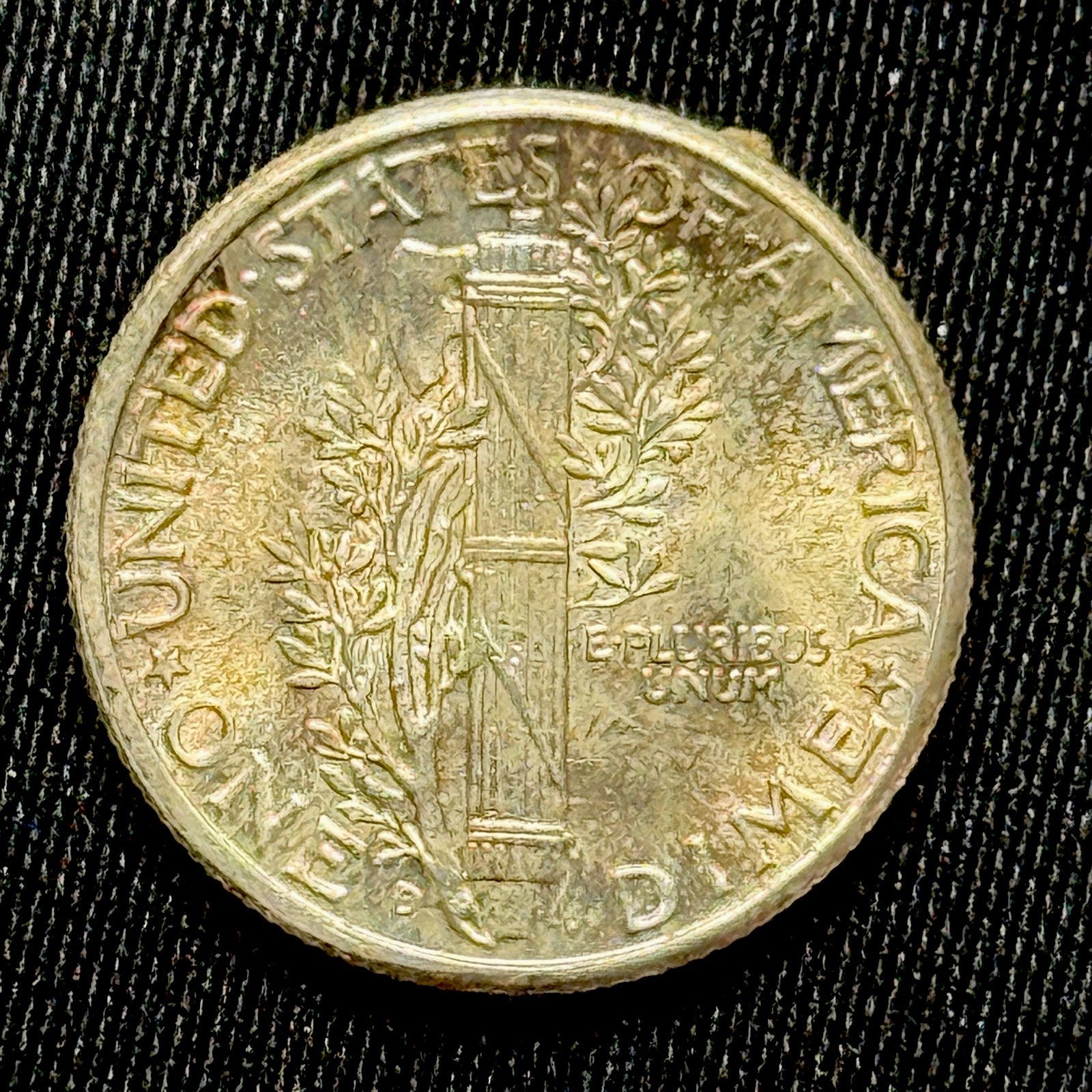 1945-D Mercury Dime MS Full Bands FSB Toned Silver 10C Denver Mint Coin