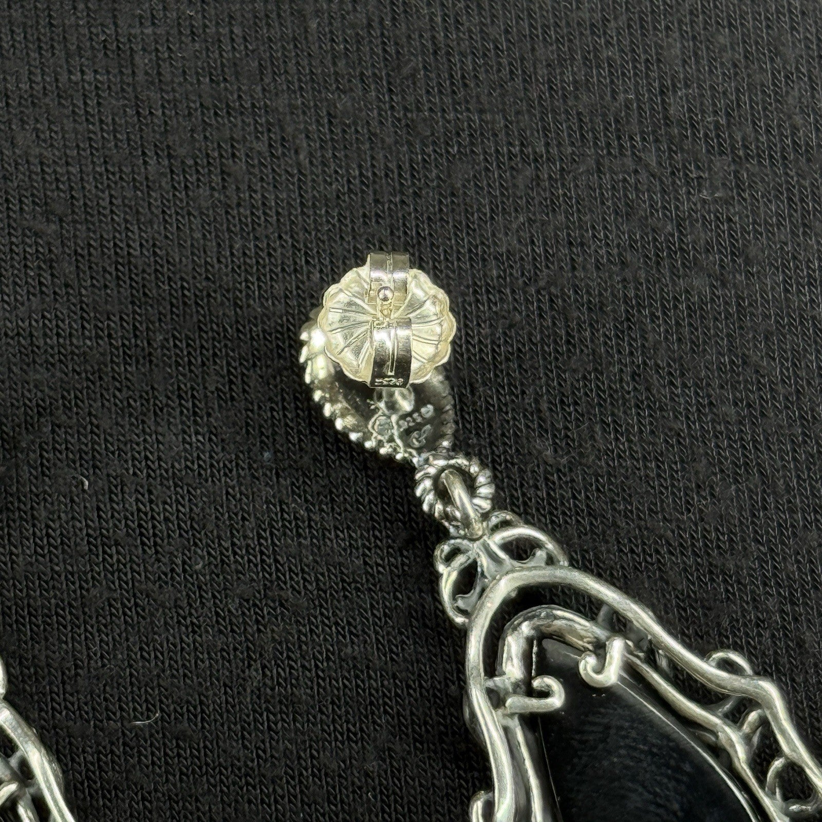 Carolyn Pollack Estate Sterling Silver Earrings Black Oynx Stud Drop 925