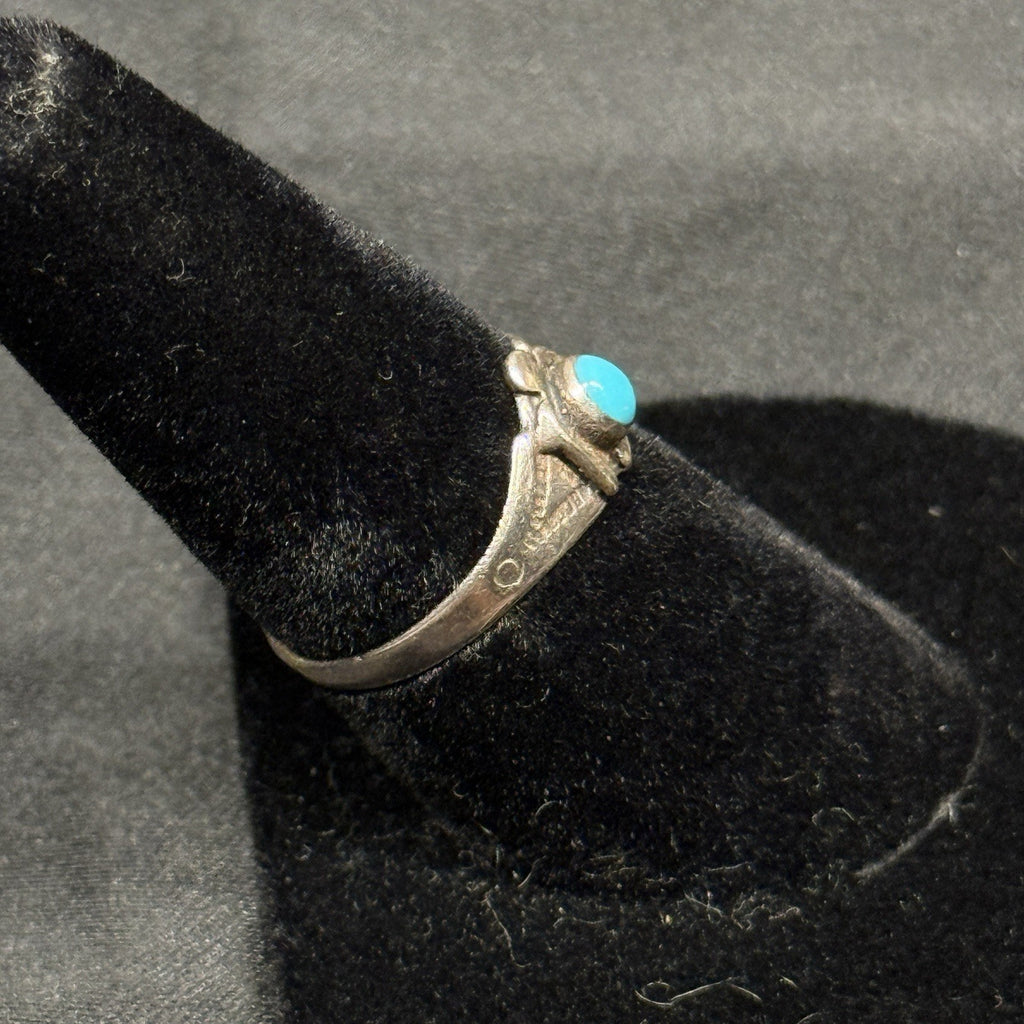 Native American Style Sterling Silver Ring Turquoise Phoenix Thuderbird Size 6.5