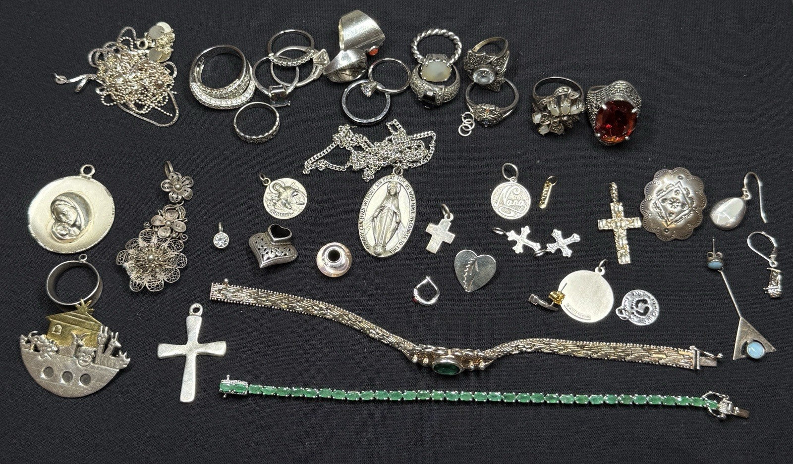 Lot Of 249 Grams Estate Sterling Silver Jewelry Use Or Scrap 925