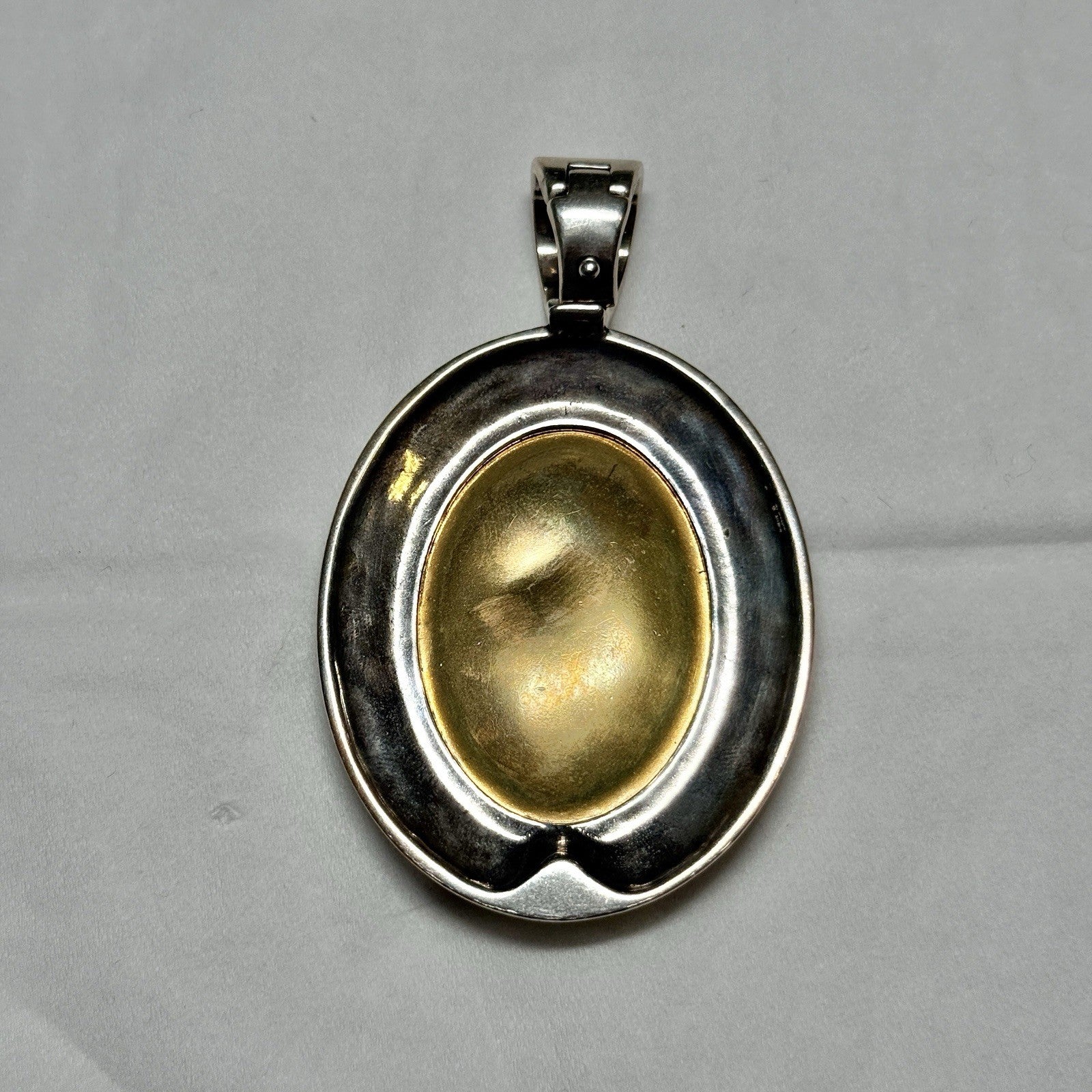 Relios/Carolyn Pollack Sterling & Brass  Large Brown Marbled Jasper Pendant