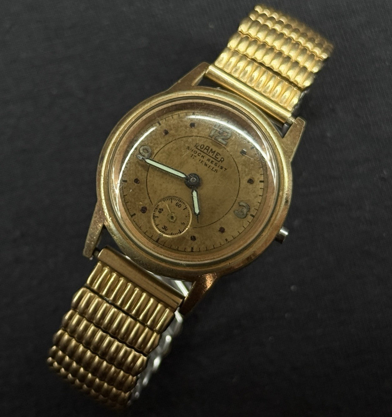 Vintage GF Roamer Brevete Military Watch 17j Gold Filled Wrist Watch For Parts