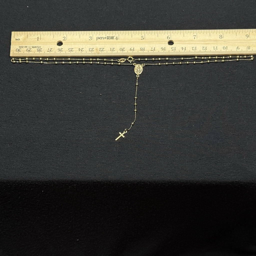 Estate Sterling Silver Rosary Cross Necklace Gold Vermeil 925 Danecraft 18IN