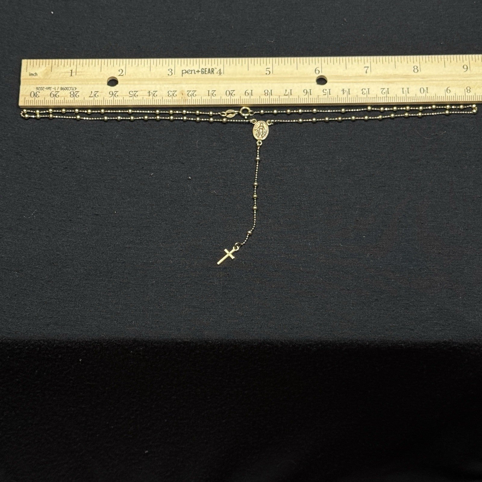 Estate Sterling Silver Rosary Cross Necklace Gold Vermeil 925 Danecraft 18IN
