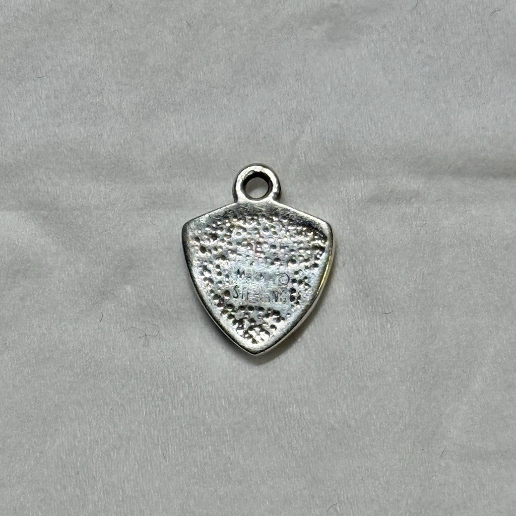 Sterling Silver Shield Lapis Inlay Pendant Vintage Signed