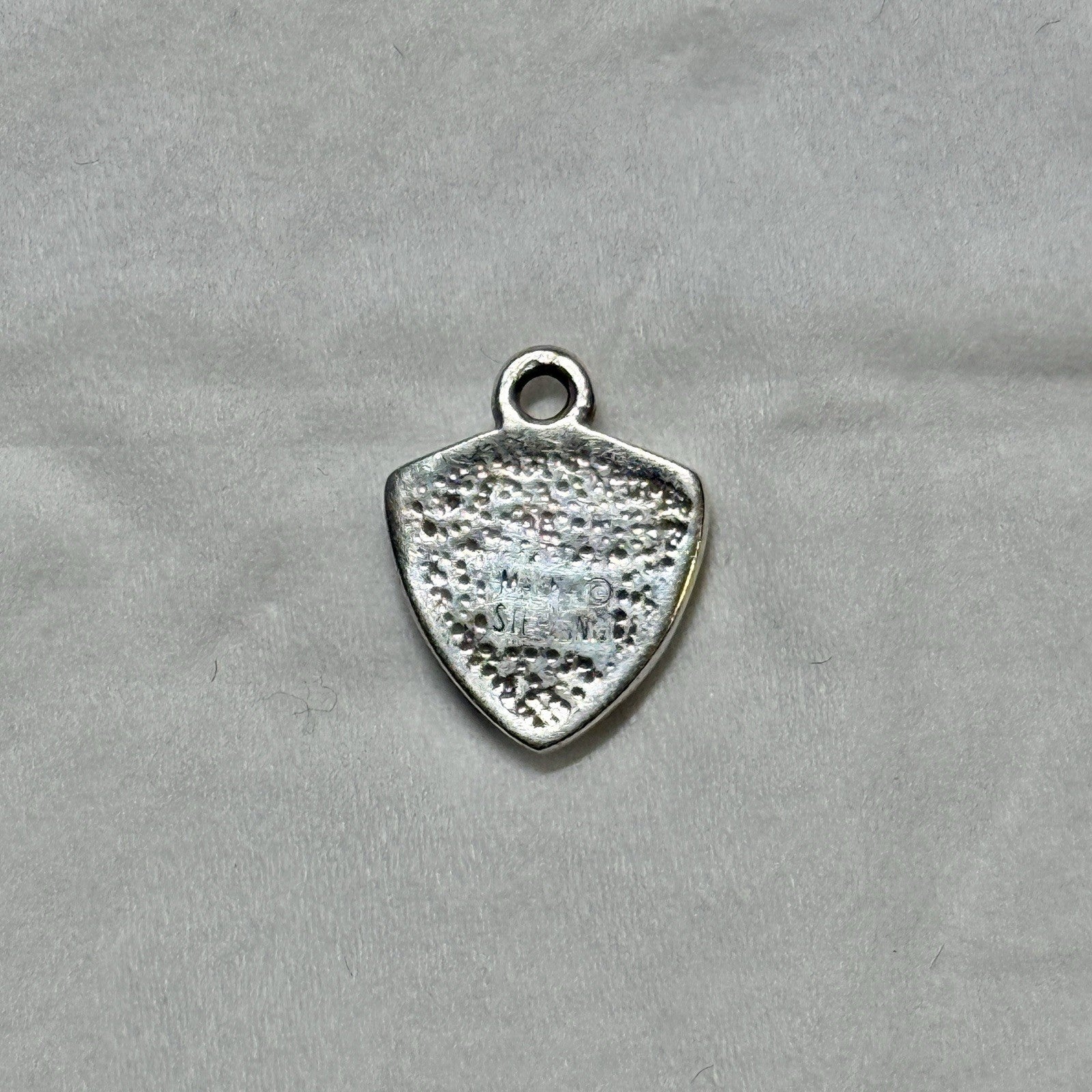 Sterling Silver Shield Lapis Inlay Pendant Vintage Signed