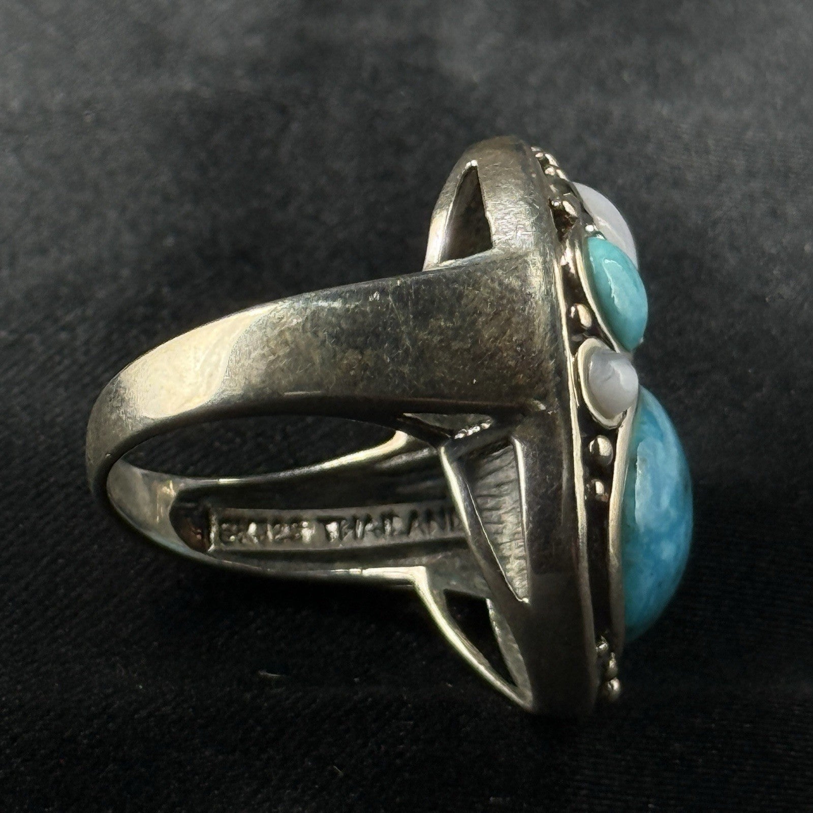 Estate Sterling Silver Ring Turquoise Multi Stone Size 6 925