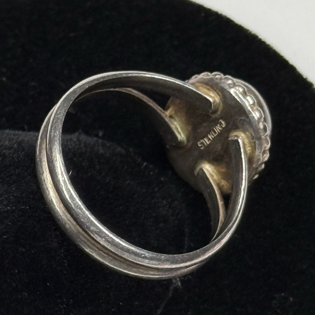 Native American Style Sterling Silver Ring Red Agate 925 Size 6.5 Unsigned