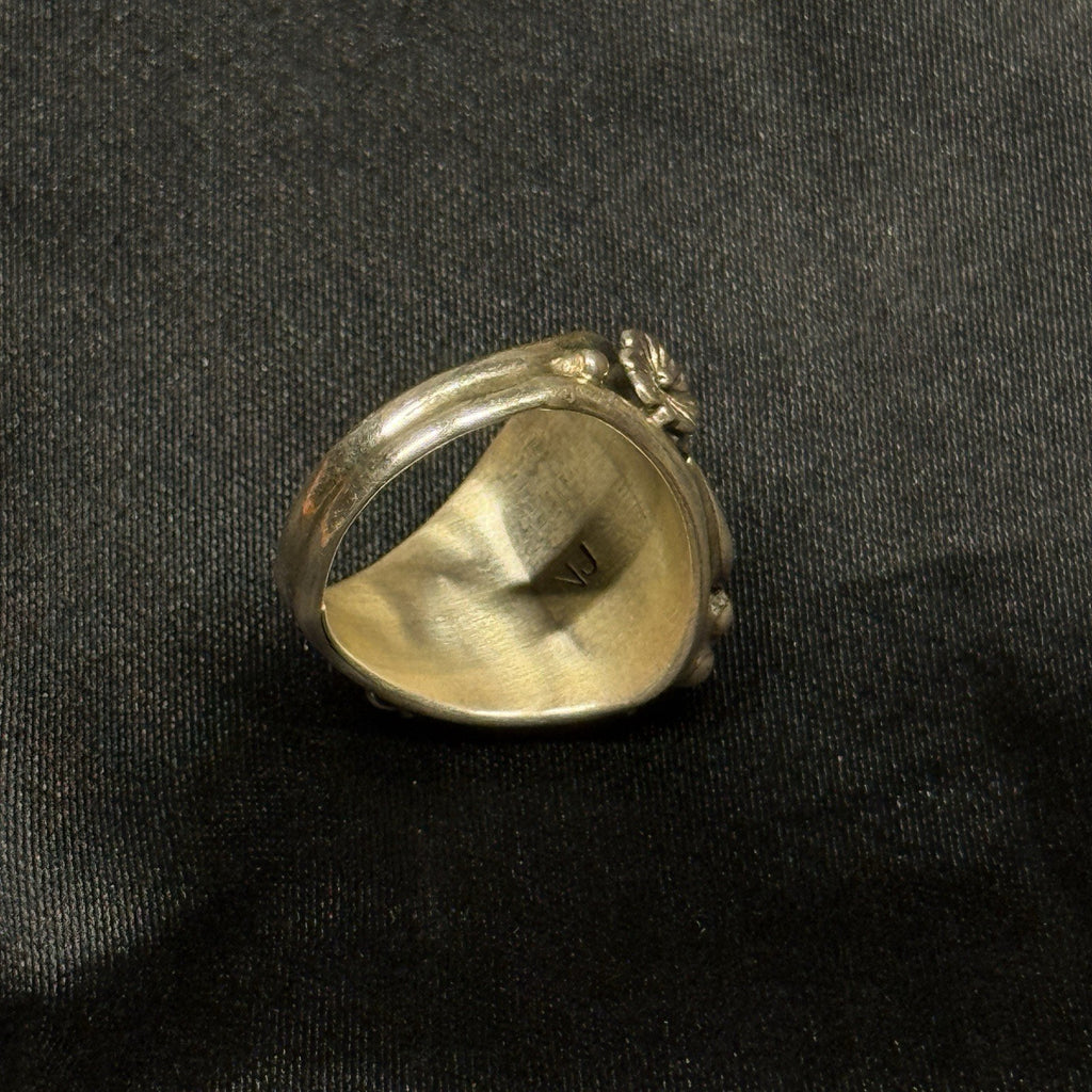 Native American Sterling Silver Ring Pink Fire Opal Signed Nila Johnson Sz 6