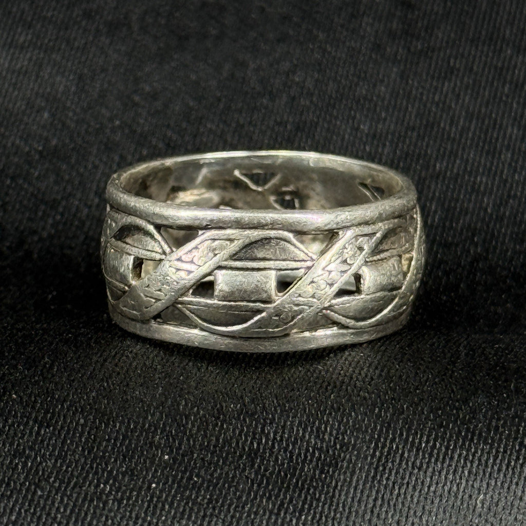 Sterling Silver Celtic Knot Infinity Weave Band Ring Wide Openwork Size 4 925