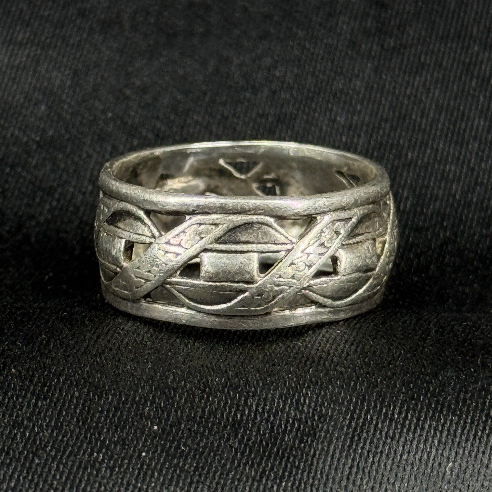 Sterling Silver Celtic Knot Infinity Weave Band Ring Wide Openwork Size 4 925