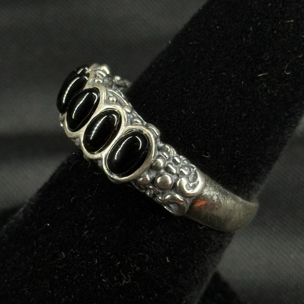 Estate Sterling Silver Ring Black Oynx Carolyn Pollock Size 6 925
