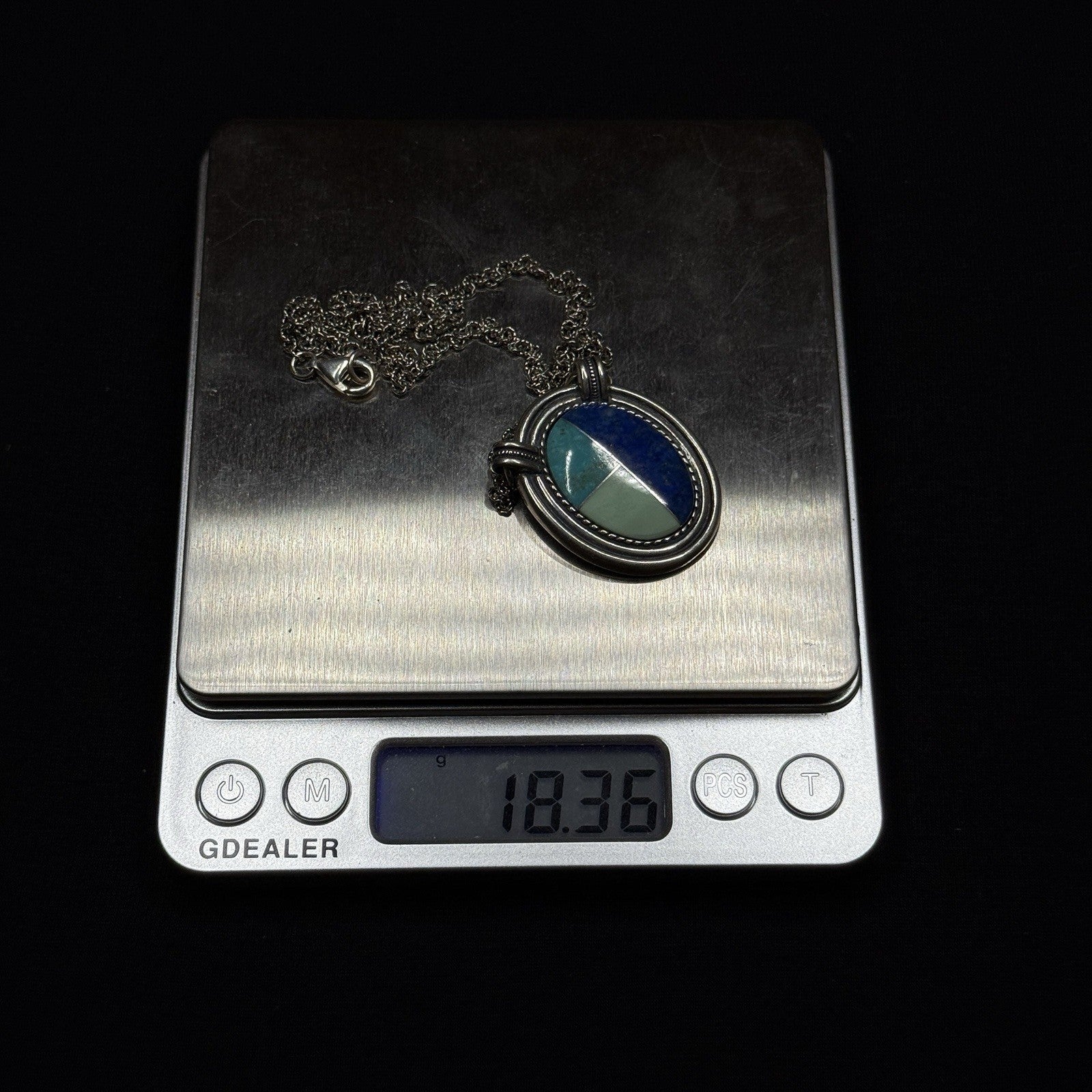 Carolyn Pollack Sterling Silver Turquoise Inlay Pendant Necklace 925 19.5