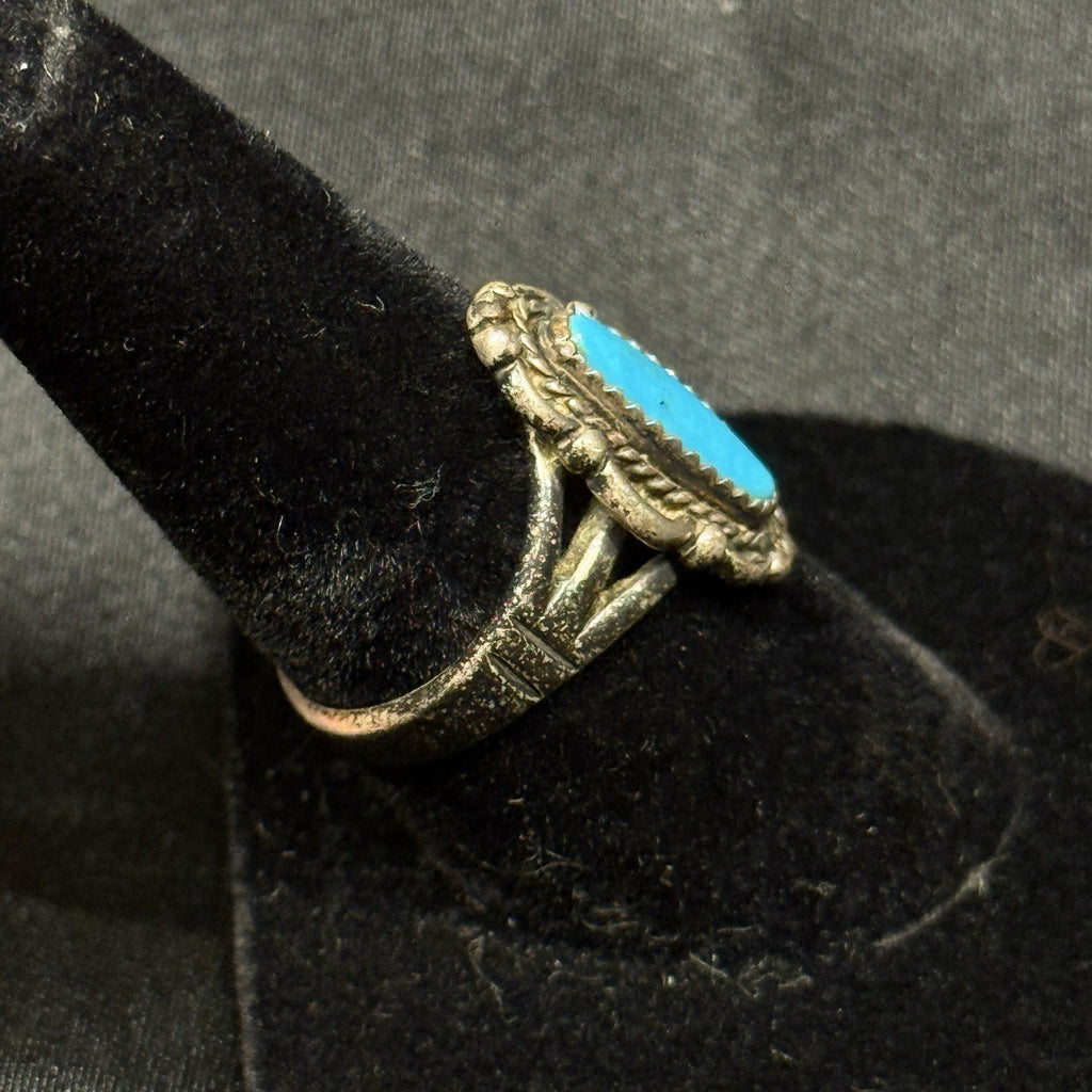 Native American Sterling Silver Ring Turquoise Signed WM Wheeler Sz 7.25