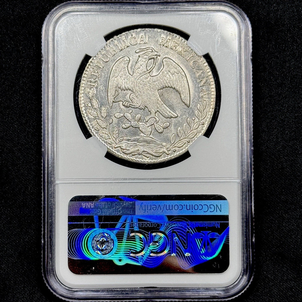 1860 Mo TH Mexico 8 Reales NGC MS63 Near Prooflike Heavy Die Polish
