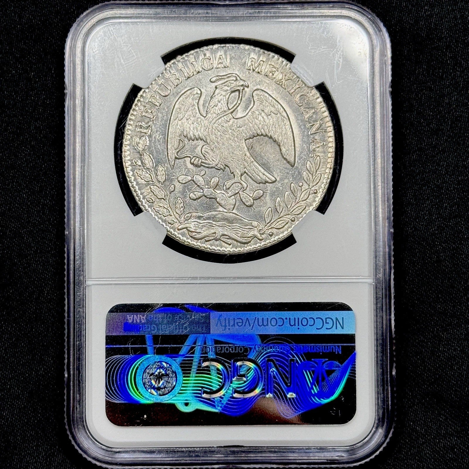 1860 Mo TH Mexico 8 Reales NGC MS63 Near Prooflike Heavy Die Polish