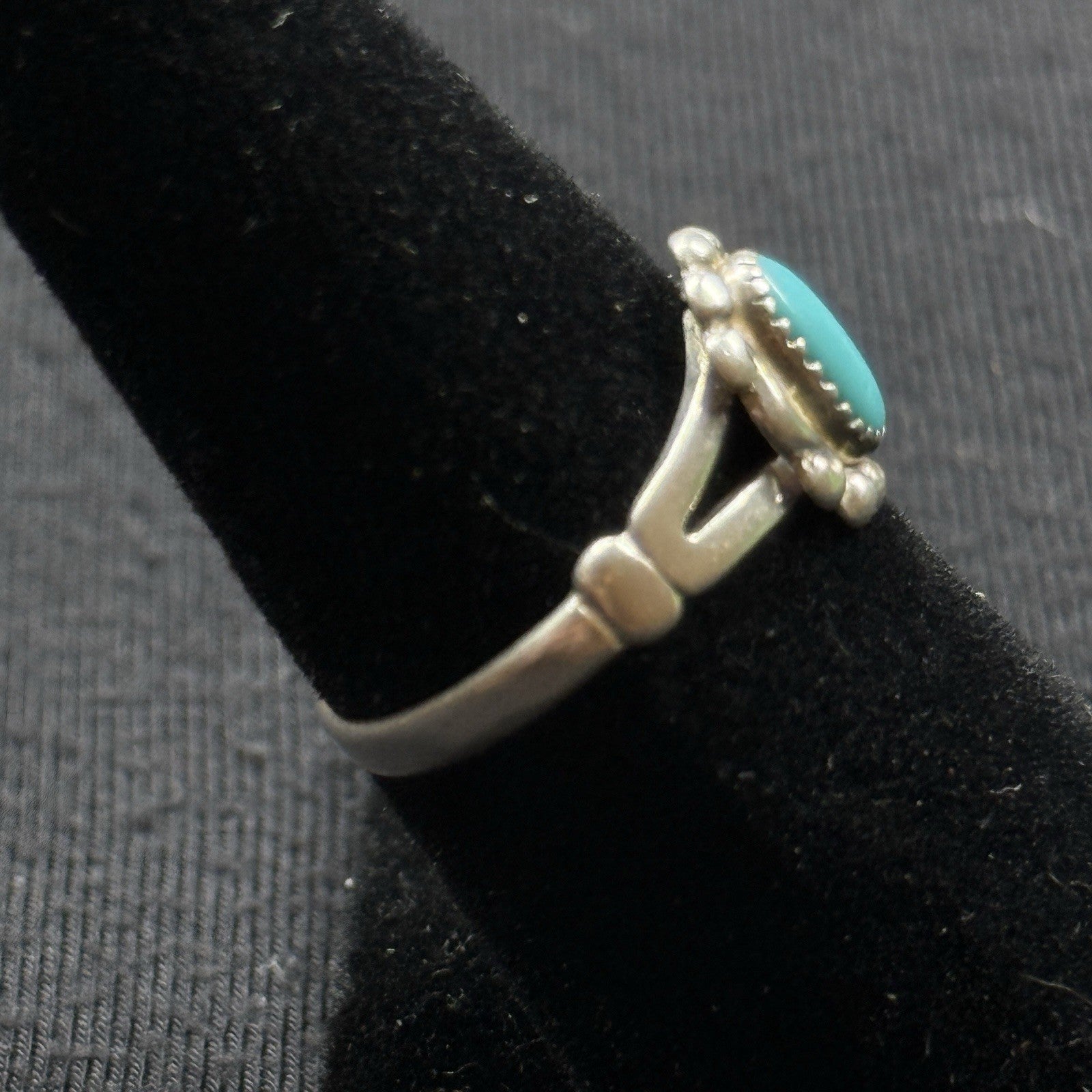 Native Turquoise Sterling Silver Ring Size 6 925 Bell Trading Post Elongated