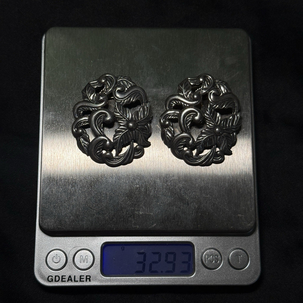 Carolyn Pollack Sterling Silver Floral Broach Slide Pendant Charm Pair 32 Grams