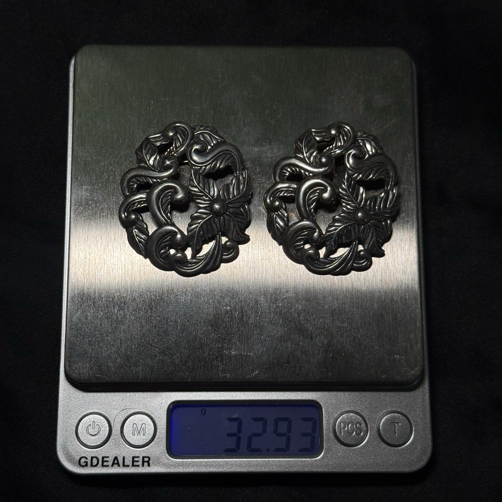 Carolyn Pollack Sterling Silver Floral Broach Slide Pendant Charm Pair 32 Grams