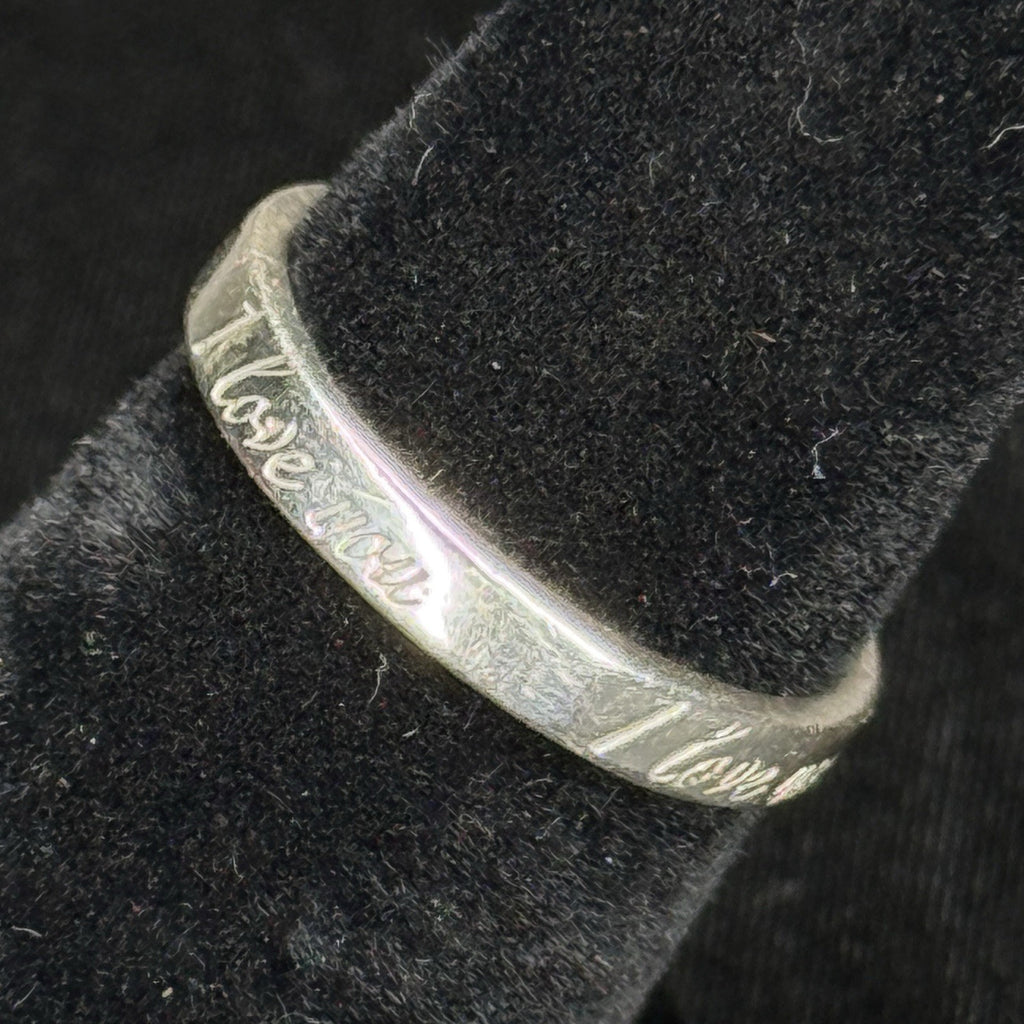 Estate Tiffany & Co. Sterling Silver Ring “I Love You” Notes 925 Size 5.5