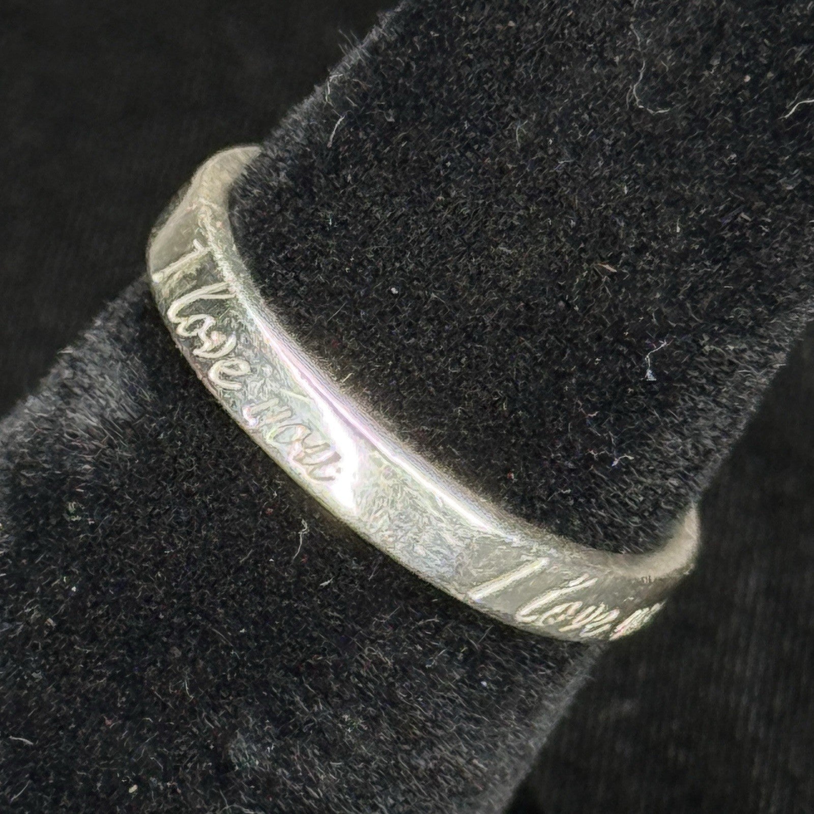 Estate Tiffany & Co. Sterling Silver Ring “I Love You” Notes 925 Size 5.5