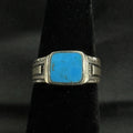 Estate Sterling Silver Ring Square Turquoise Size 4.5 925