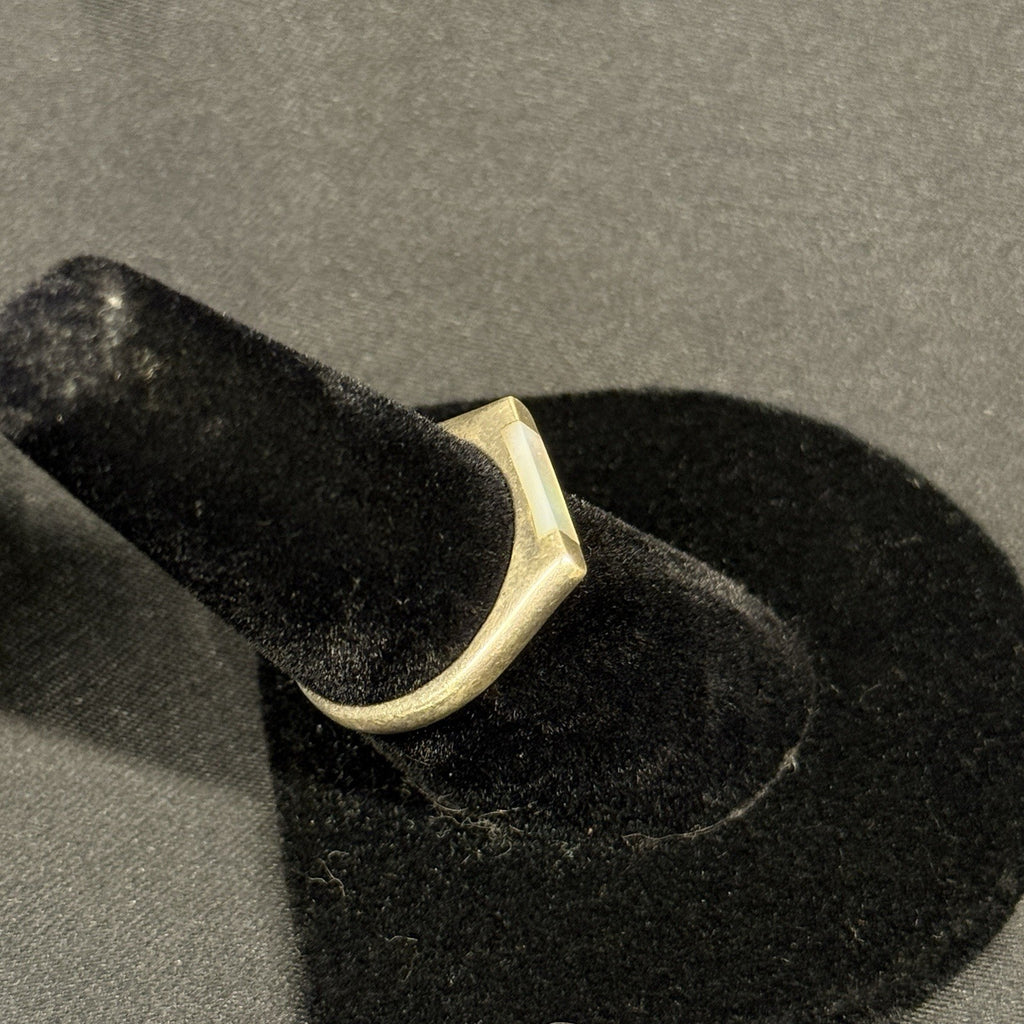 Estate Sterling Silver Mother Of Pearl Inlay Ring Band Size 6.75 925
