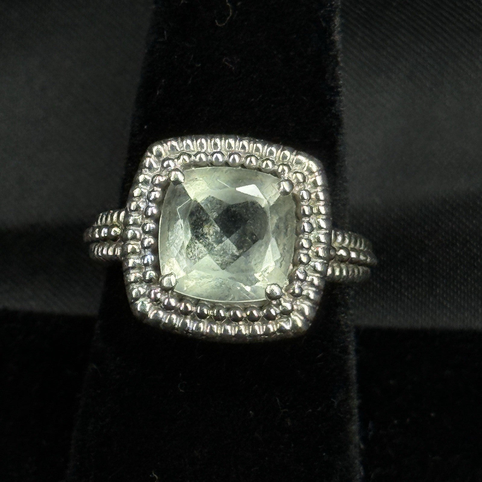 Estate Sterling Silver Ring Sai Aquamarine Stone Size 7 925