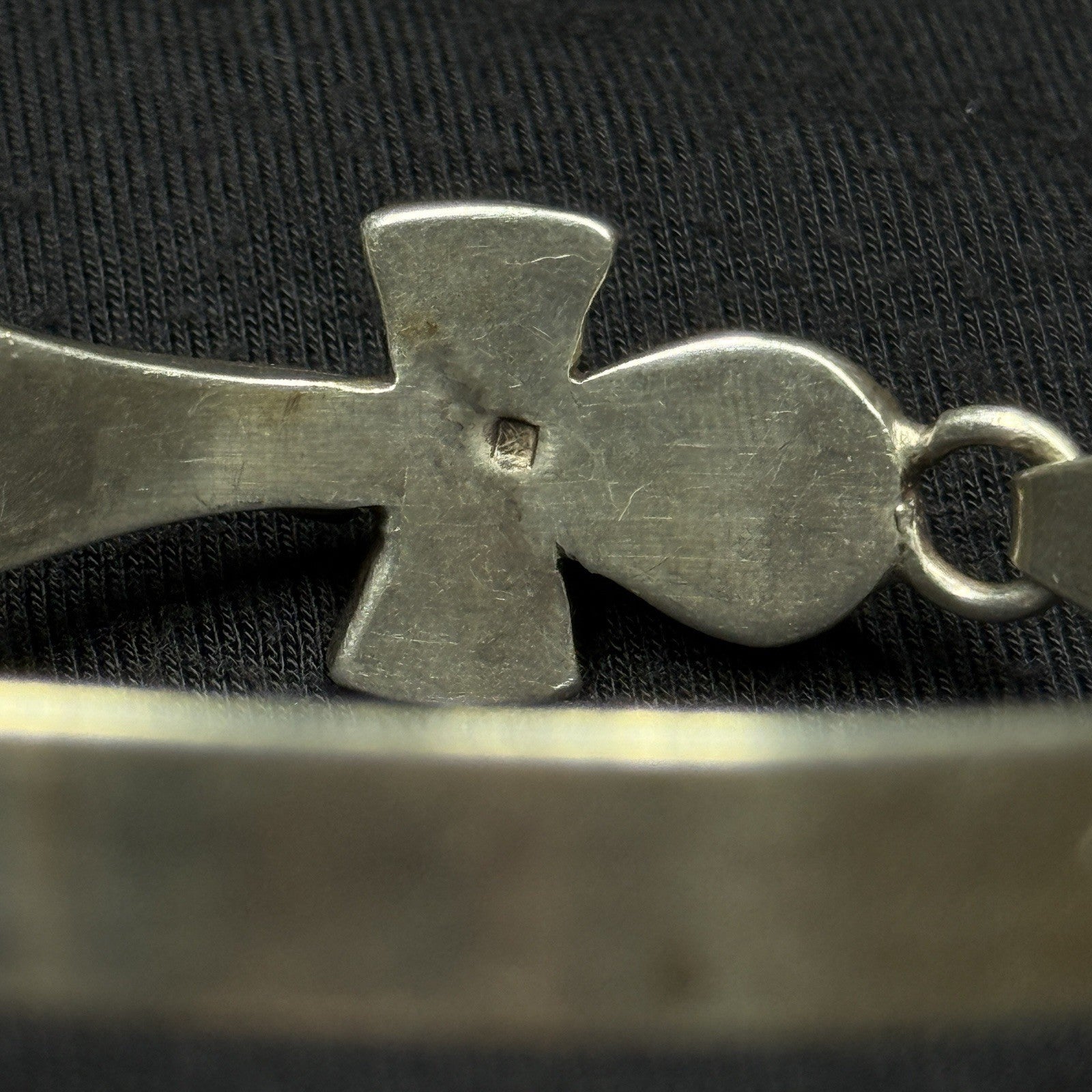 Estate Sterling Silver Ankh Hook Bangle Bracelet Cuff Egypt 925