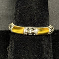 Estate Sterling Silver Ring Tiger Eye Inlay And Marcasite Size 8 925