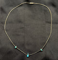 Native American Sterling Liquid Silver Turquoise Nugget Bead Necklace 14 Inch