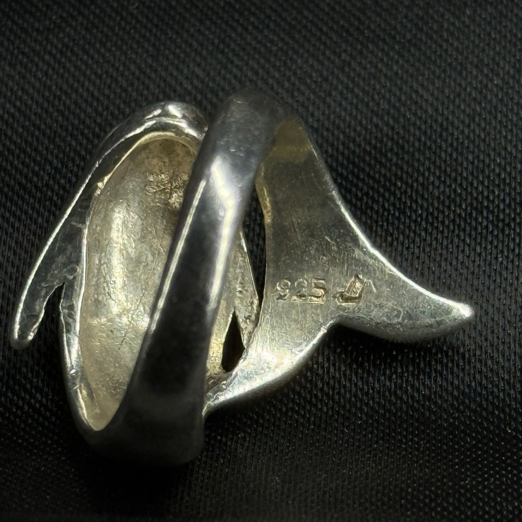 Estate Sterling Silver Ring Dolphin Marcasite Size 4.5 925