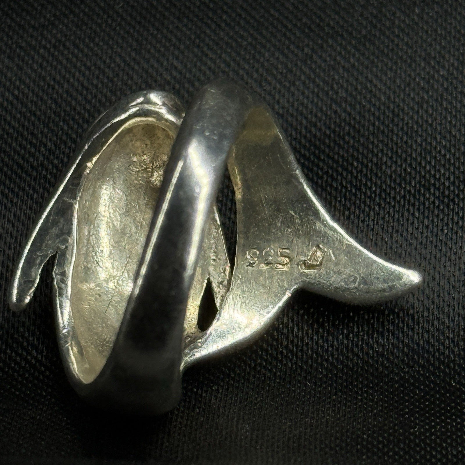 Estate Sterling Silver Ring Dolphin Marcasite Size 4.5 925
