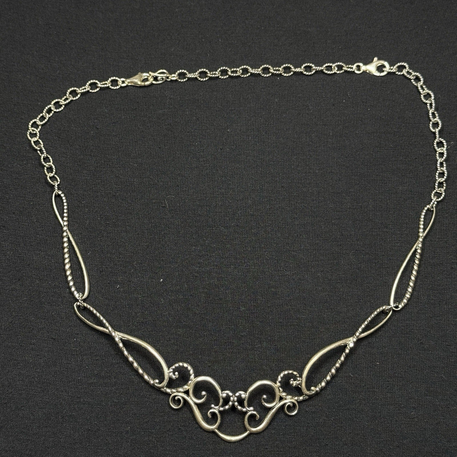 Estate Carolyn Pollack Sterling Silver Scroll Necklace 19IN 925