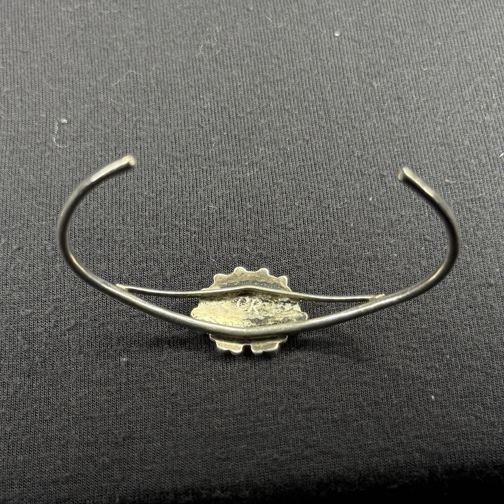 Native Sterling Silver Cuff Bracelet Zuni Sun Face Inlay Turquoise Coral 925 O R