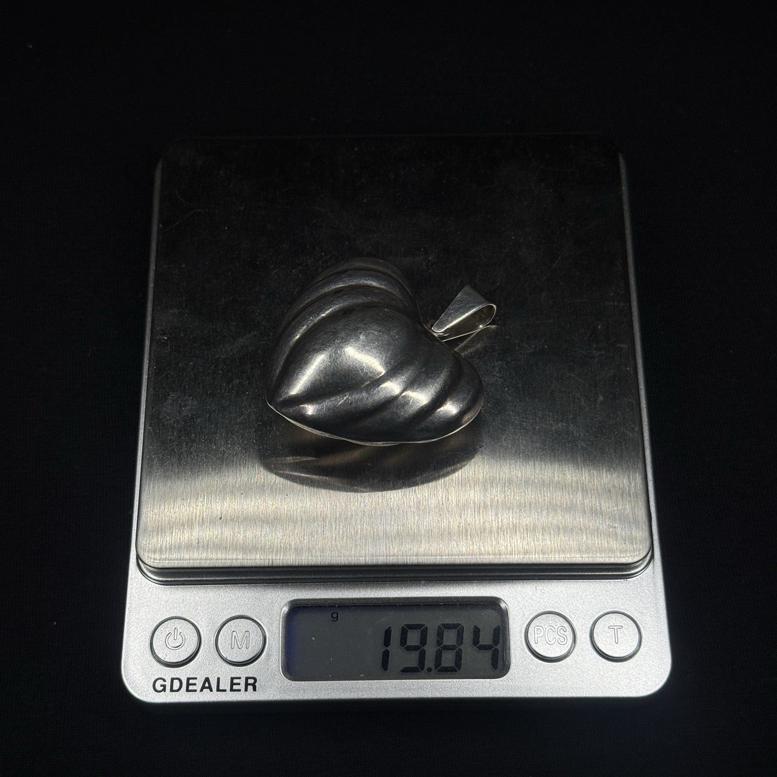 Vintage Sterling Silver Mexico Puffed Heart Pendant 925 TF-31 2IN