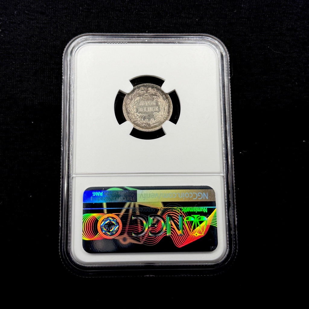 1875 10c Seated Liberty Silver Dime NGC MS61  Toned ProofLike Obverse Attractive