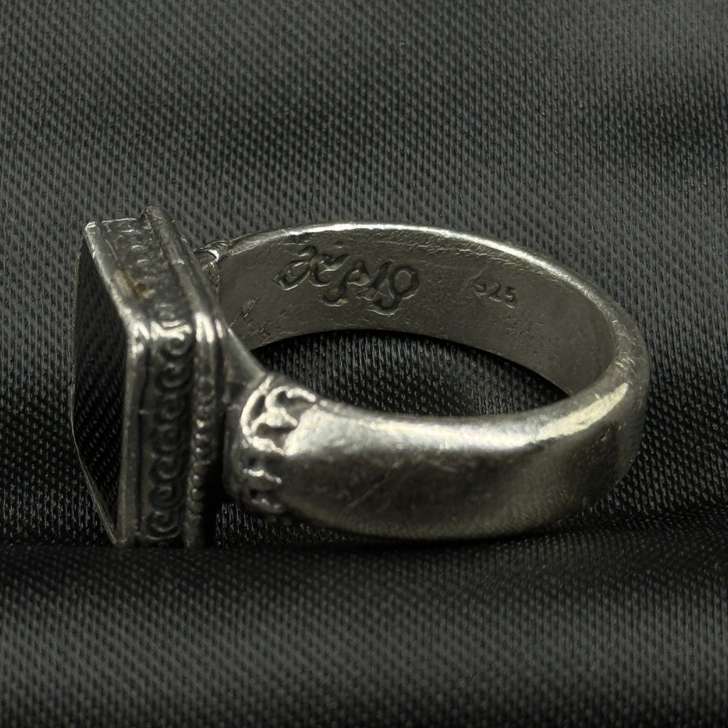 Estate Sterling Silver Ring Square Black Onyx Size 7 925