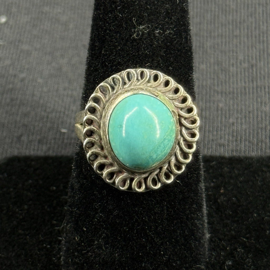 Native Turquoise Sterling Silver Ring Size 6.75 925