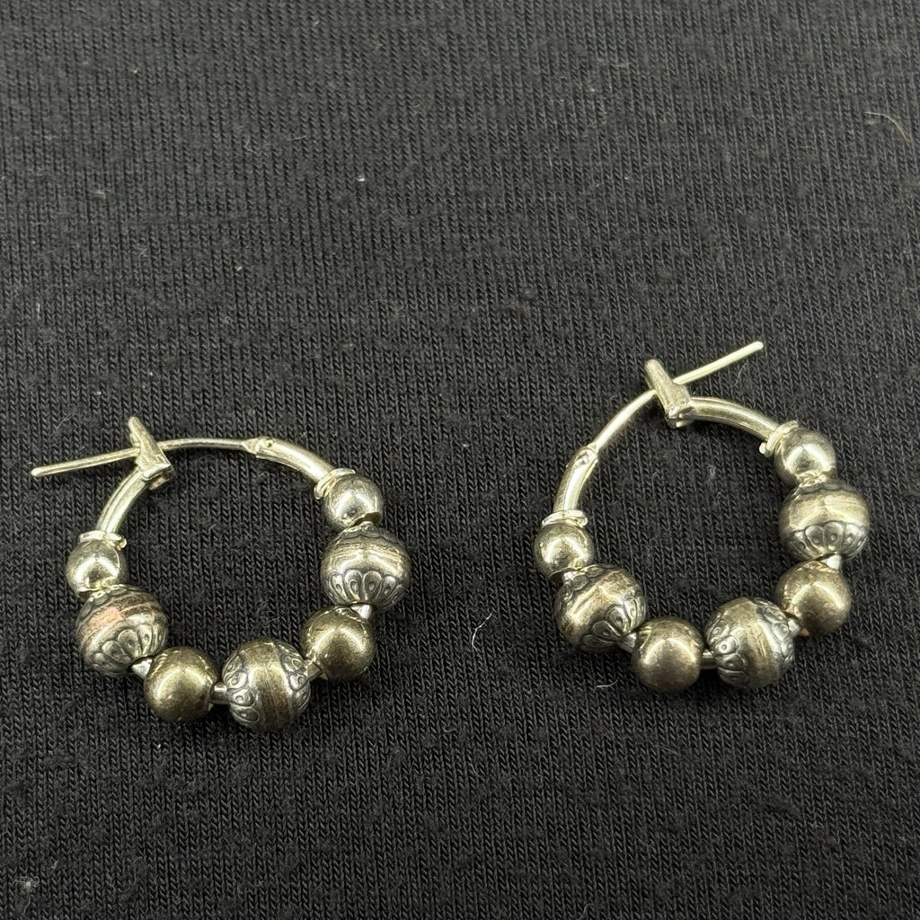 South Western Bead Estate Sterling Silver Earrings Hoop 925