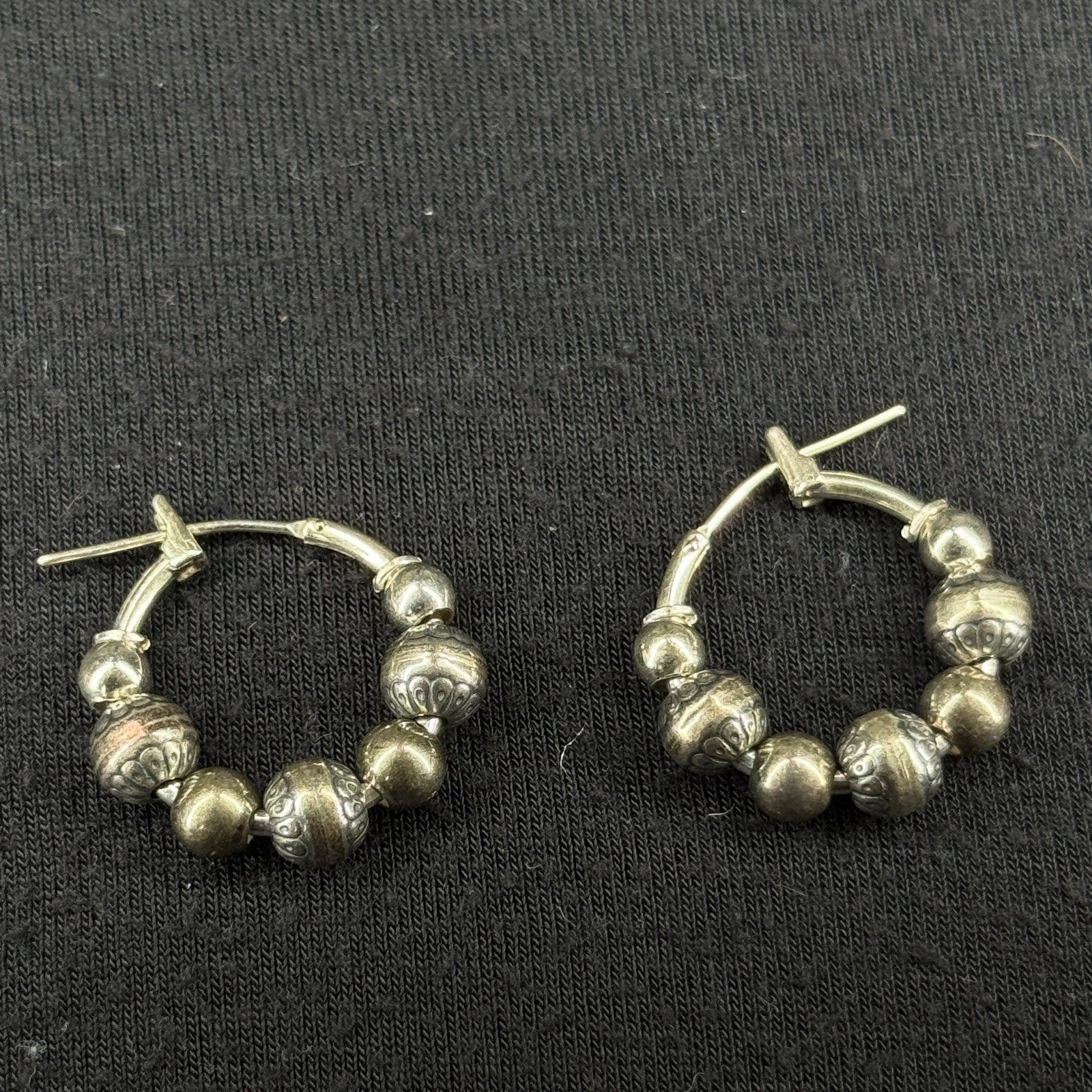 South Western Bead Estate Sterling Silver Earrings Hoop 925