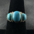 Estate Sterling Silver Ring Turquoise Vermeil 3 Stone Size 6 925