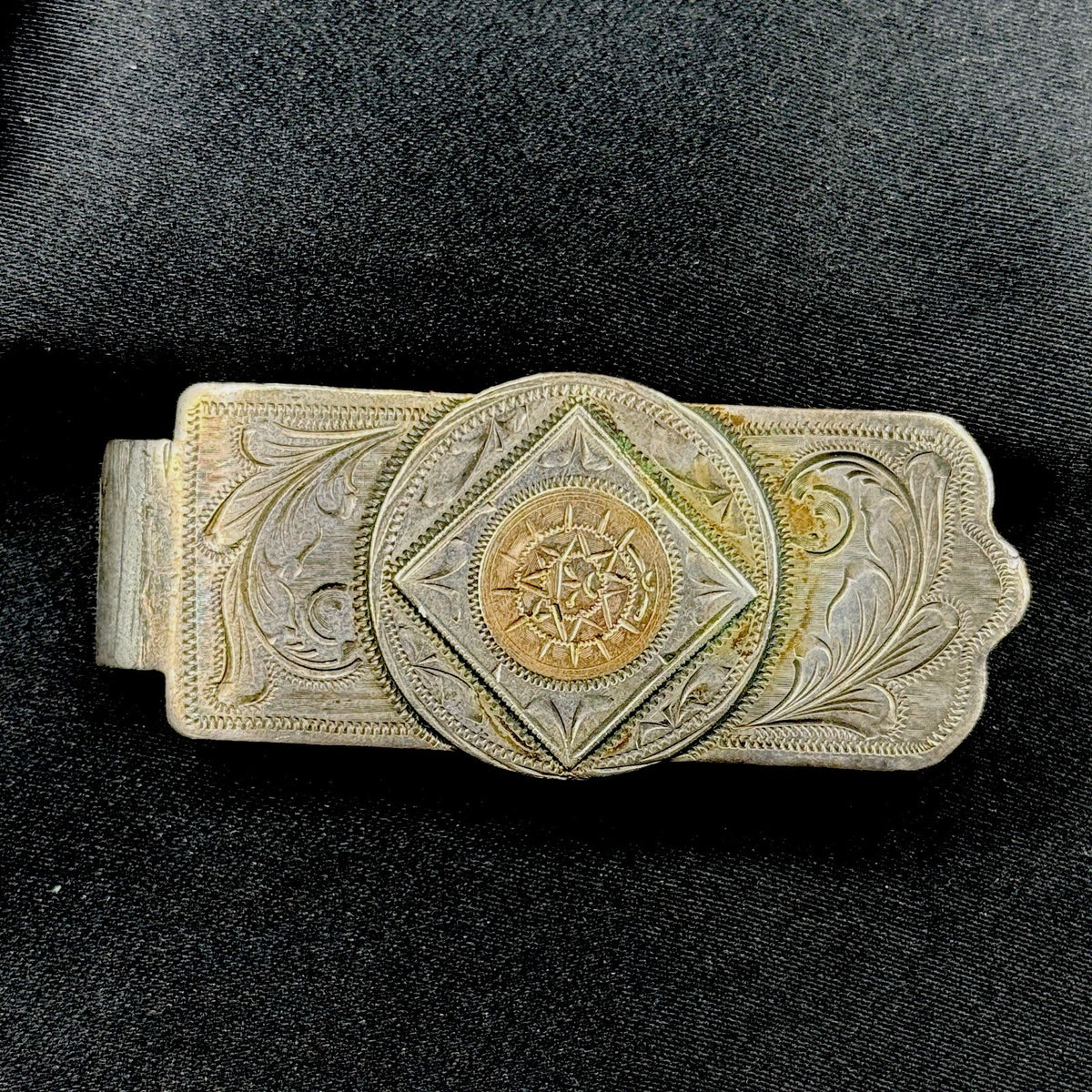 Estate Sterling Silver & Gold Mexican Money Clip 925