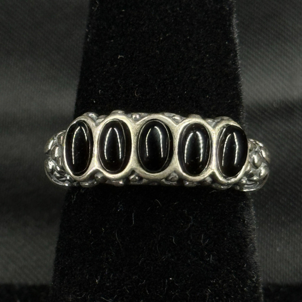 Estate Sterling Silver Ring Black Oynx Carolyn Pollock Size 6 925