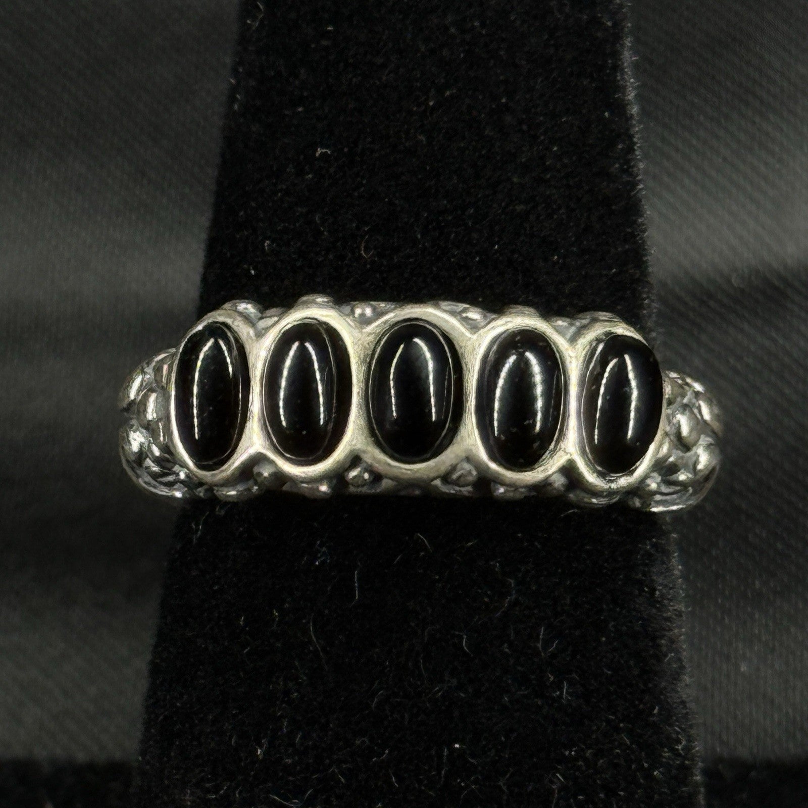 Estate Sterling Silver Ring Black Oynx Carolyn Pollock Size 6 925