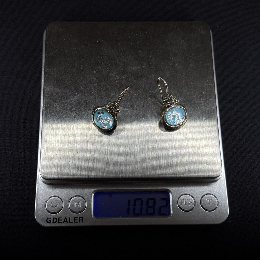 Estate Sterling Silver Earrings Quartz Dangle Micheal Dawkins 925