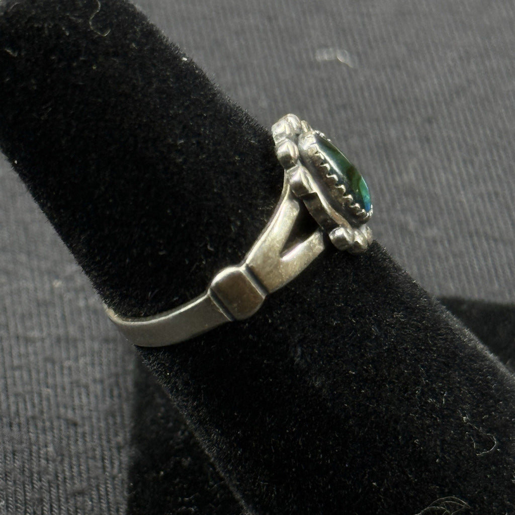 Native Navajo Green Paua Abalone Shell Sterling Silver Ring Size 5.5 925